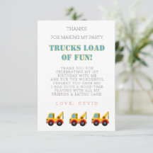 Construction Truck Birthday Note Card