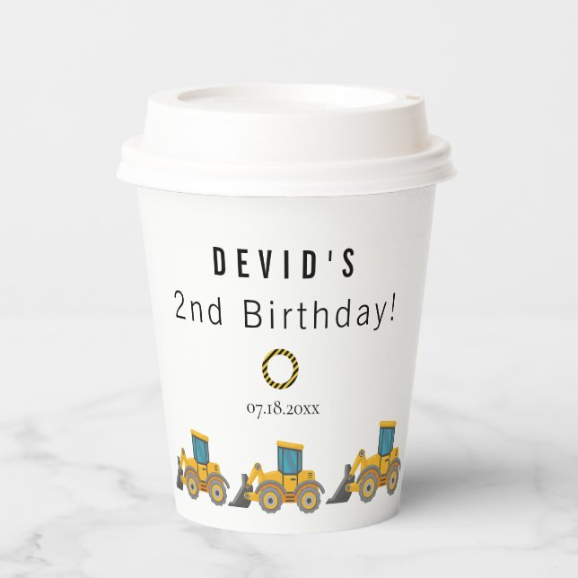 Construction Truck Birthday Paper Cups (Front)
