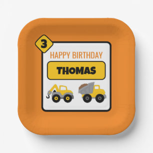 Construction Truck Birthday Paper Plate