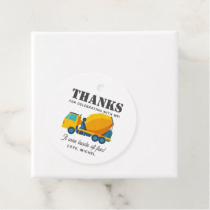 Construction Truck Birthday Party Decoration Favour Tags