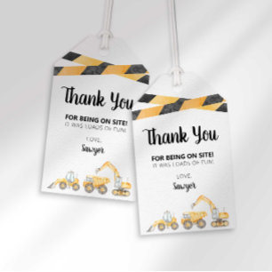 Construction Truck Birthday Party Favour Tag