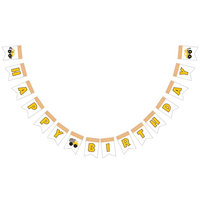 Construction Truck Birthday Party Invitation Bunting (All)
