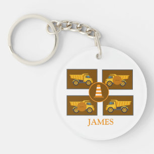Construction Truck Birthday Party Key Ring