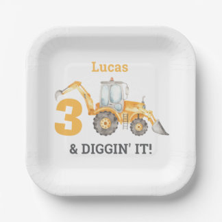 Construction Truck Birthday Party Paper Plate
