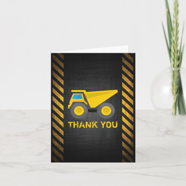 Construction Truck Birthday Party Thank You Notes (Front)