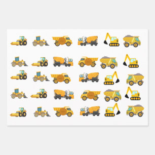 Construction Truck Birthday Party Wrapping Paper Sheet