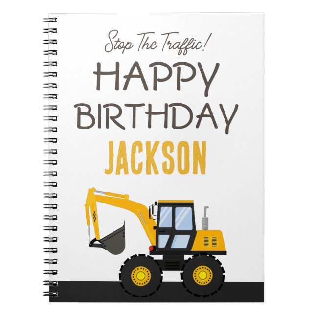 Construction Truck Birthday | Personalised Décor Notebook (Front)