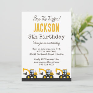 Construction Truck Birthday Personalized Décor Invitation
