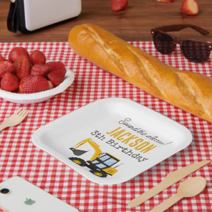Construction Truck Birthday   Personalized Décor Paper Plate