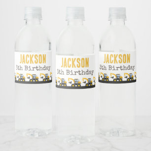 Construction Truck Birthday   Personalized Décor Water Bottle Label