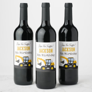Construction Truck Birthday   Personalized Décor Wine Label