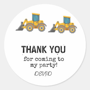Construction Truck Birthday Round Sticker
