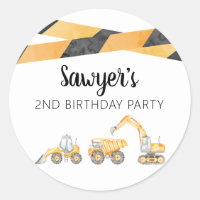 Construction Truck Birthday Thank You Sticker