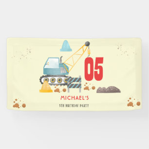 Construction truck boy birthday banner