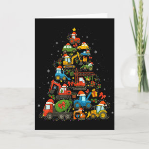 Construction Truck Christmas Tree Cars Funny Xmas  Card