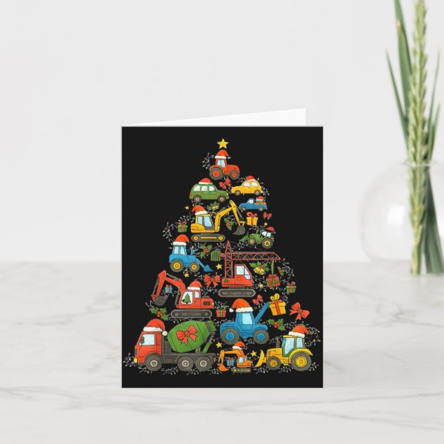 Construction Truck Christmas Tree Christmas Kids B Card (Front)