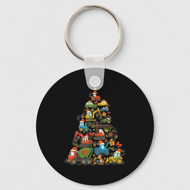 Construction Truck Christmas Tree Christmas Kids B Key Ring (Front)