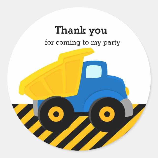 Construction Truck Classic Round Sticker (Front)
