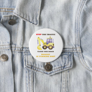 Construction Truck Excavator Birthday Party 7.5 Cm Round Badge
