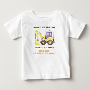 Construction Truck Excavator Birthday Party Baby T-Shirt