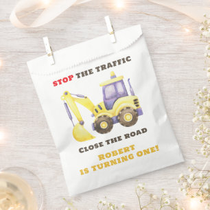 Construction Truck Excavator Birthday Party Favour Bag