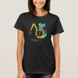 Construction Truck Excavator Concrete Mixer Dinosa T-Shirt