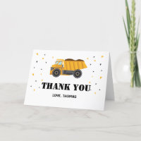 Construction truck excavator Thank you card