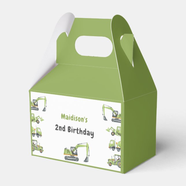 Construction Truck Kids Birthday Favour Boxes (Front Side)
