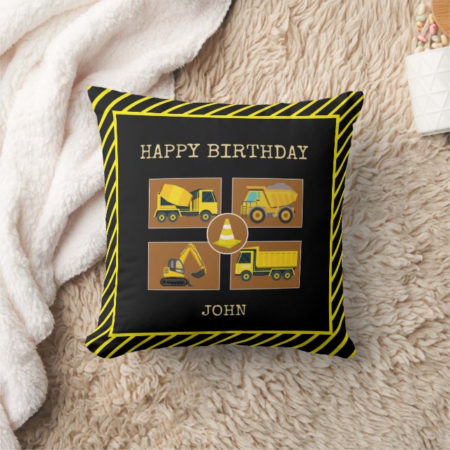 Construction Truck Kids Birthday Party Decorations Cushion (Blanket)