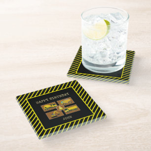Construction Truck Kids Birthday Party Decorations Glass Coaster