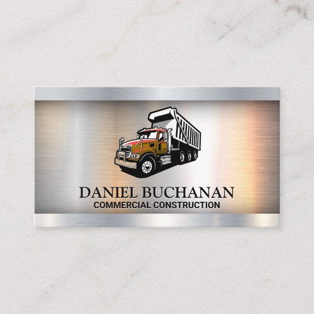 Construction Truck Logo | Metallic  Business Card (Front)