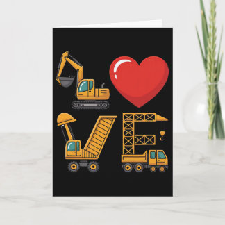 Construction Truck Love Excavator Dump Truck Crane Card