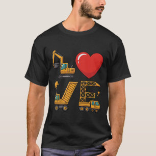Construction Truck Love Excavator Dump Truck Crane T-Shirt