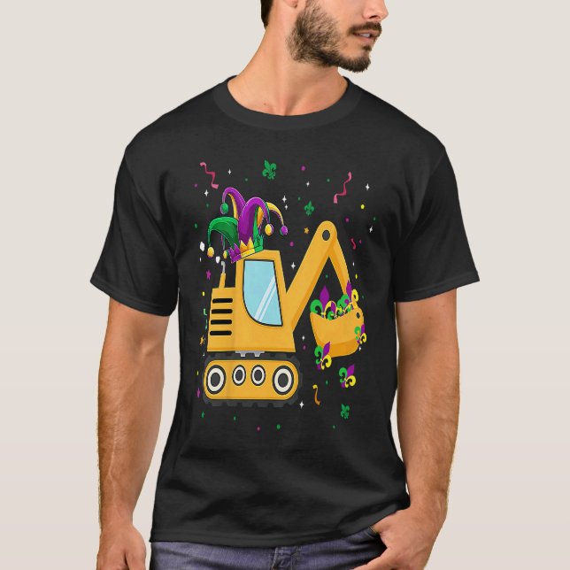Construction Truck Mardi Gras  For Kids Toddler Bo T-Shirt (Front)