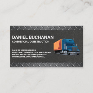 Construction Truck   Metallic Steel Business Card