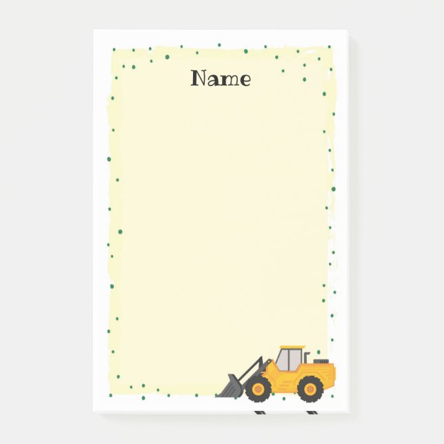 Construction Truck Post it Notes Stationery (Front)