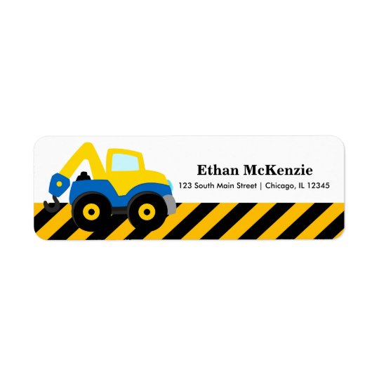 Construction Truck Return Address Label