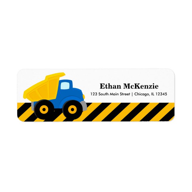 Construction Truck Return Address Label (Front)