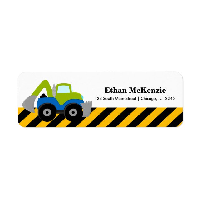 Construction Truck Return Address Label (Front)