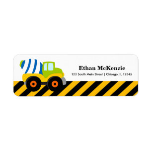 Construction Truck Return Address Label