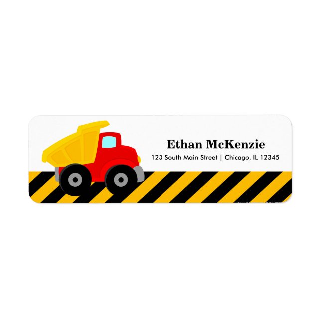 Construction Truck Return Address Label (Front)