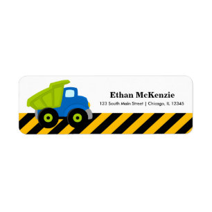 Construction Truck Return Address Label
