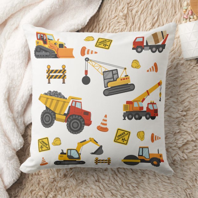 Construction Truck Site Machines Theme Cushion (Blanket)