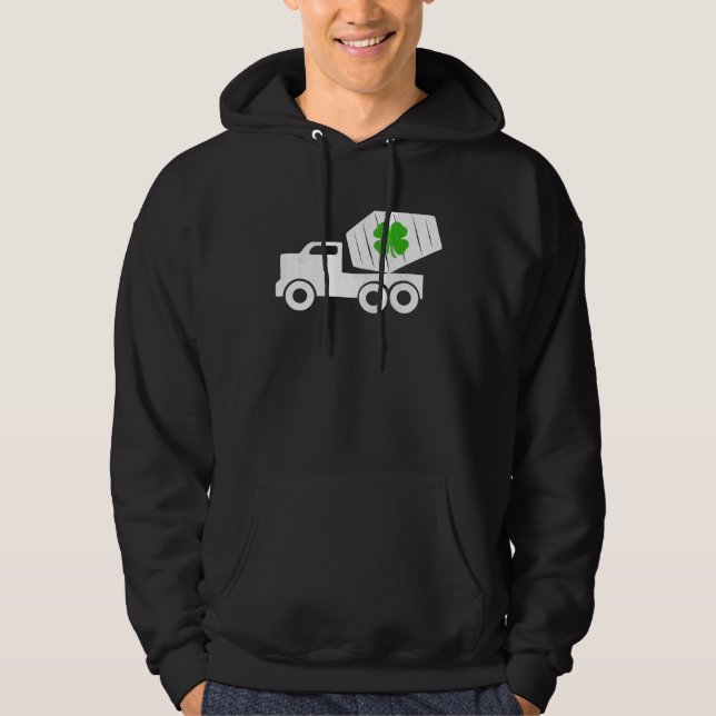 Construction Truck St Patrick s Day Shamrock Kids Hoodie (Front)