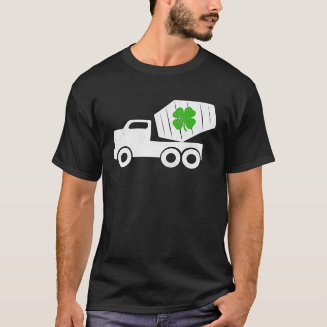 Construction Truck St Patrick s Day Shamrock Kids T-Shirt (Front)