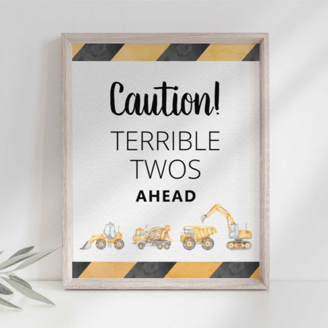 Construction Truck Terrible Twos Party Sign (Creator Uploaded)
