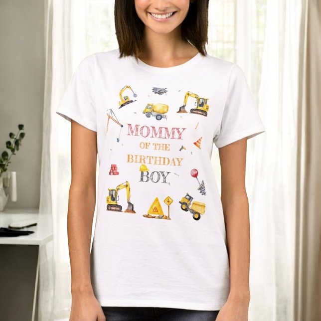Construction Truck Theme Boy Birthday Party Mummy T-Shirt (Creator Uploaded)