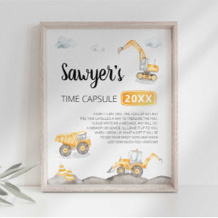 Construction Truck Time Capsule Sign