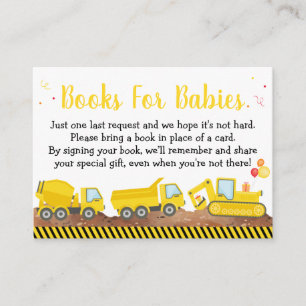 Construction Truck Twin Boy Books For Babies Enclosure Card