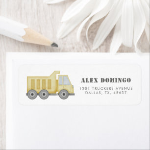 Construction Truck Vehicles Boys Return Address Label